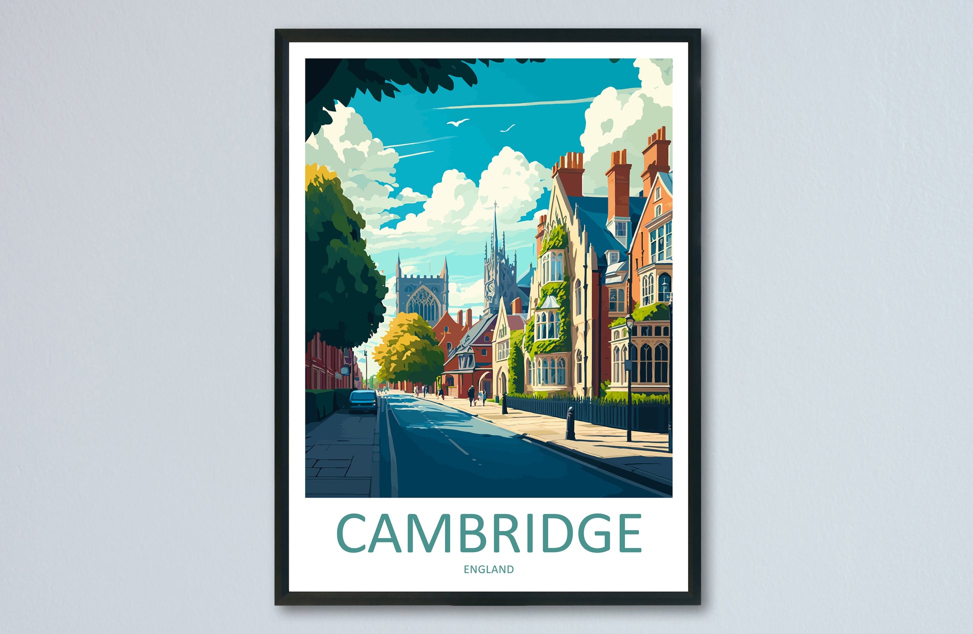 Cambridge Travel Print Wall Art Cambridge Wall Hanging Home Décor Cambridge Gift Art Lovers England Art Lover Gift Cambridge Art Travel