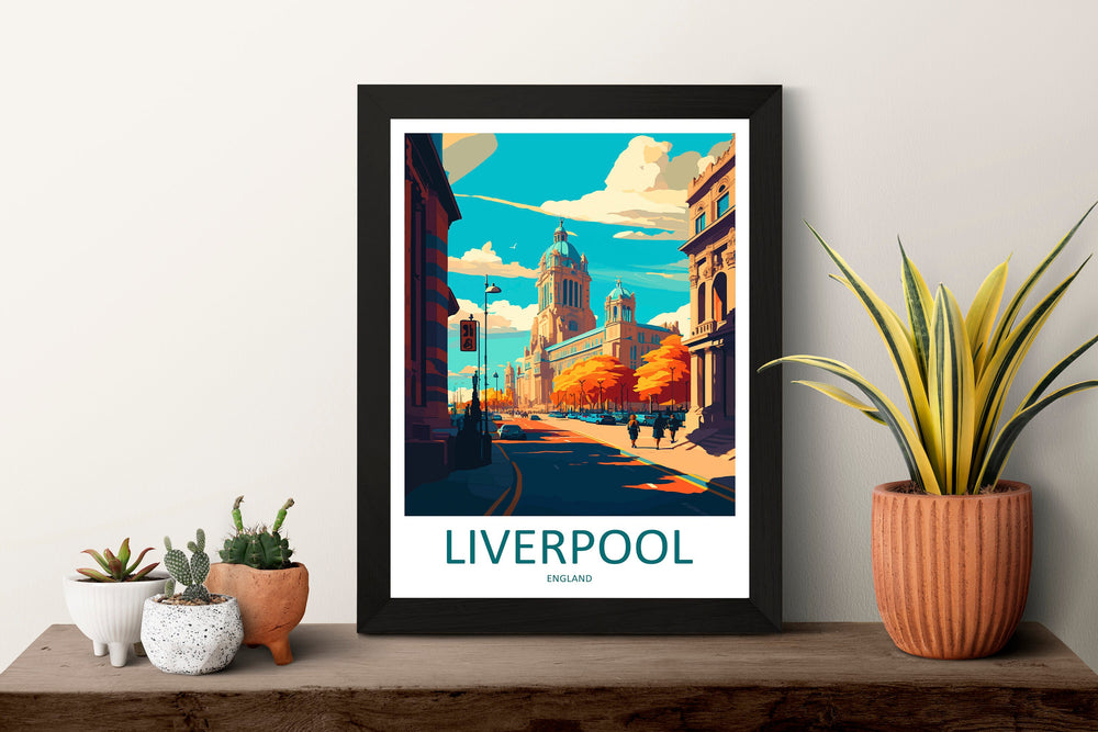 Liverpool Travel Print Wall Art Liverpool Wall Hanging Home Décor Liverpool Gift Art Lovers England Art Lover Gift Liverpool Travel Art Gift