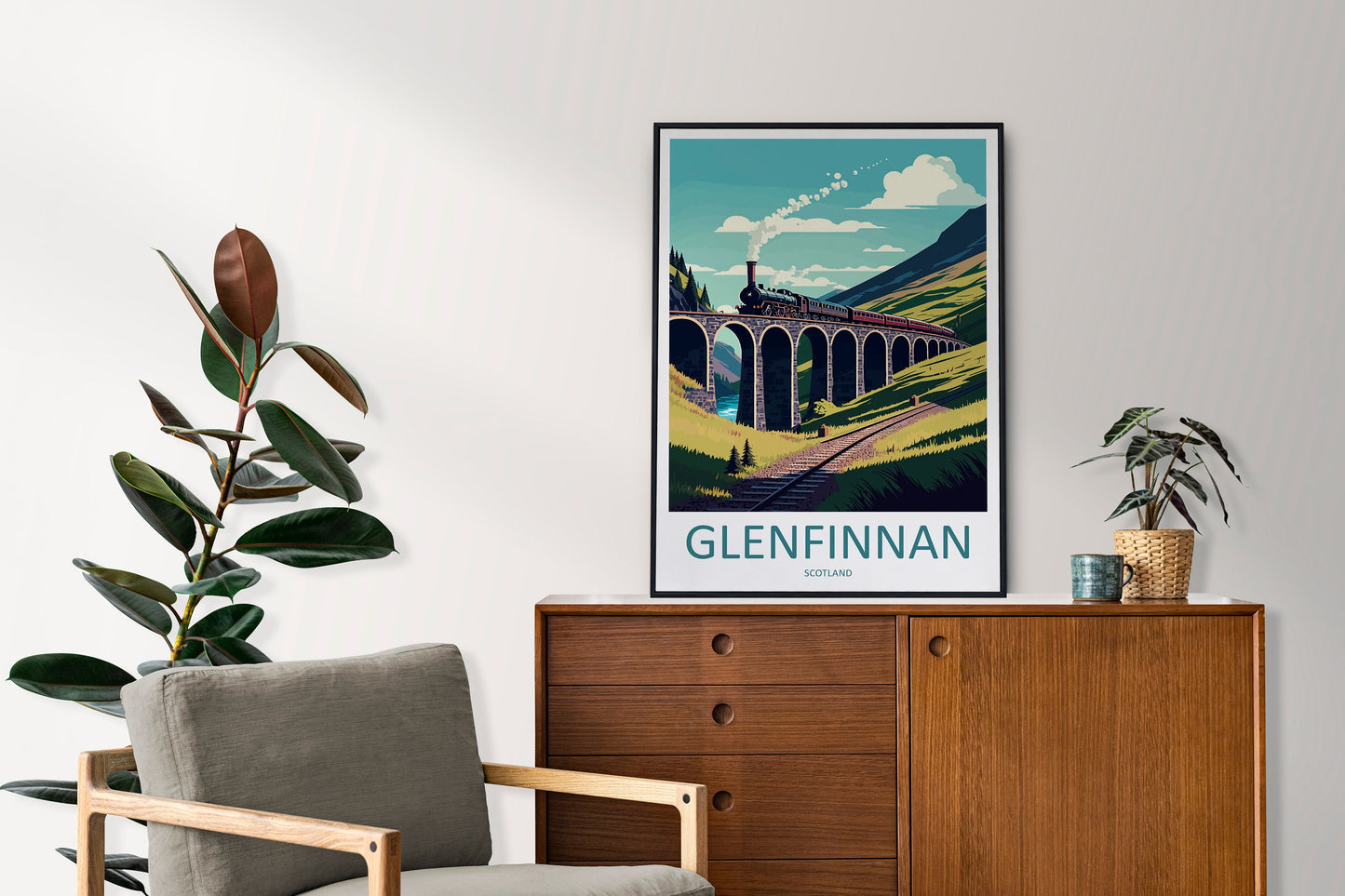 Glenfinnan Travel Print Wall Art Glenfinnan Wall Hanging Home Décor Glenfinnan Gift Art Lovers Scotland Art Lover Gift Glenfinnan Train Art