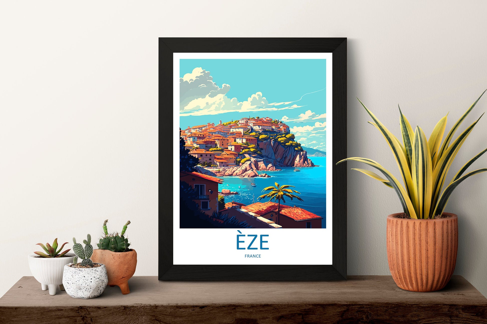 Eze Travel Print Wall Art Eze Wall Hanging Home Décor Eze Gift Art Lovers France Art Lover Gift Eze Print France Artwork Eze Coastal Artwork