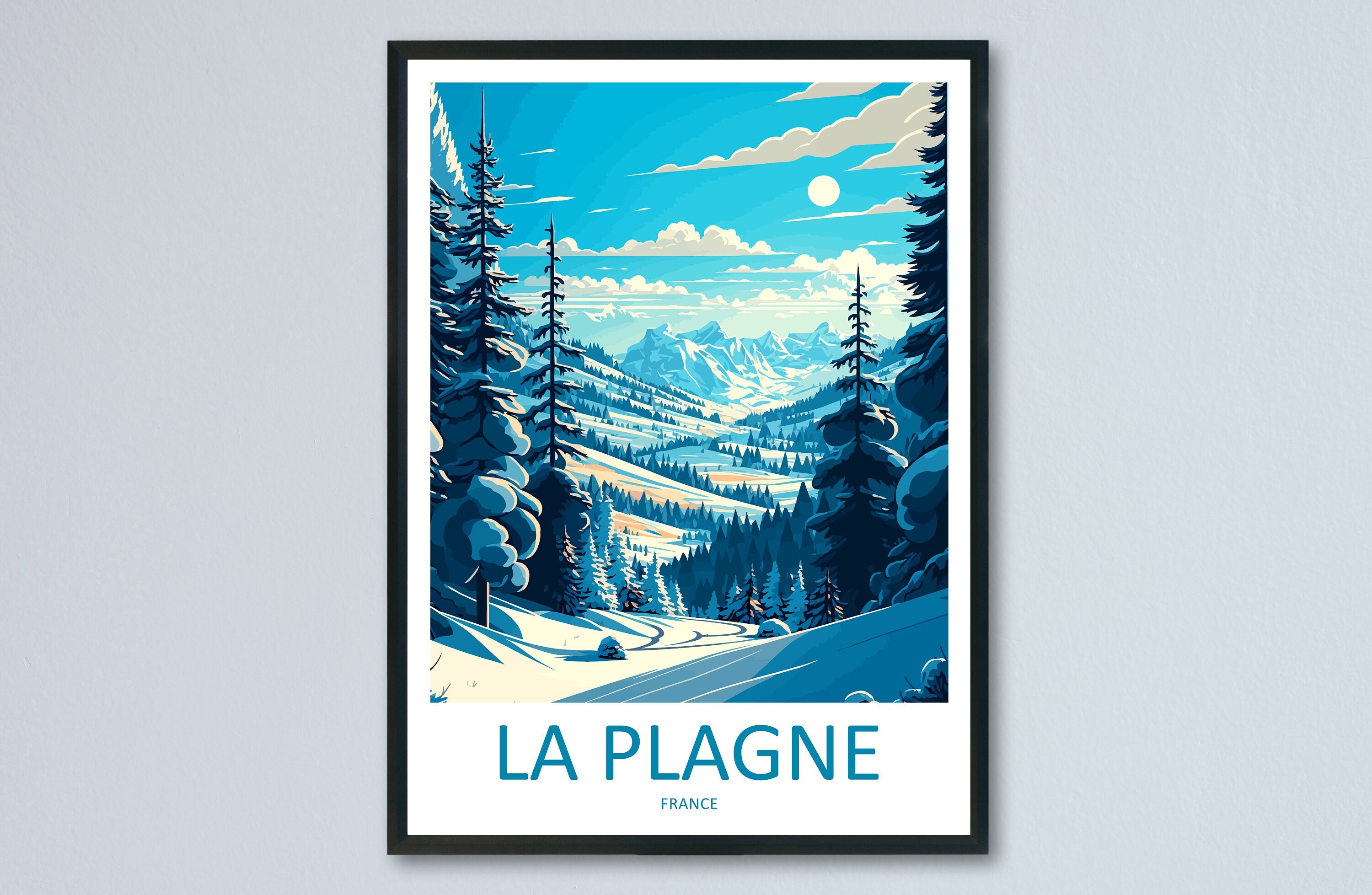 La Plagne Travel Print Wall Art La Plagne Wall Hanging Home Décor La Plagne Gift Art Lovers Ski Art Lover Gift La Plagne Print Skiing