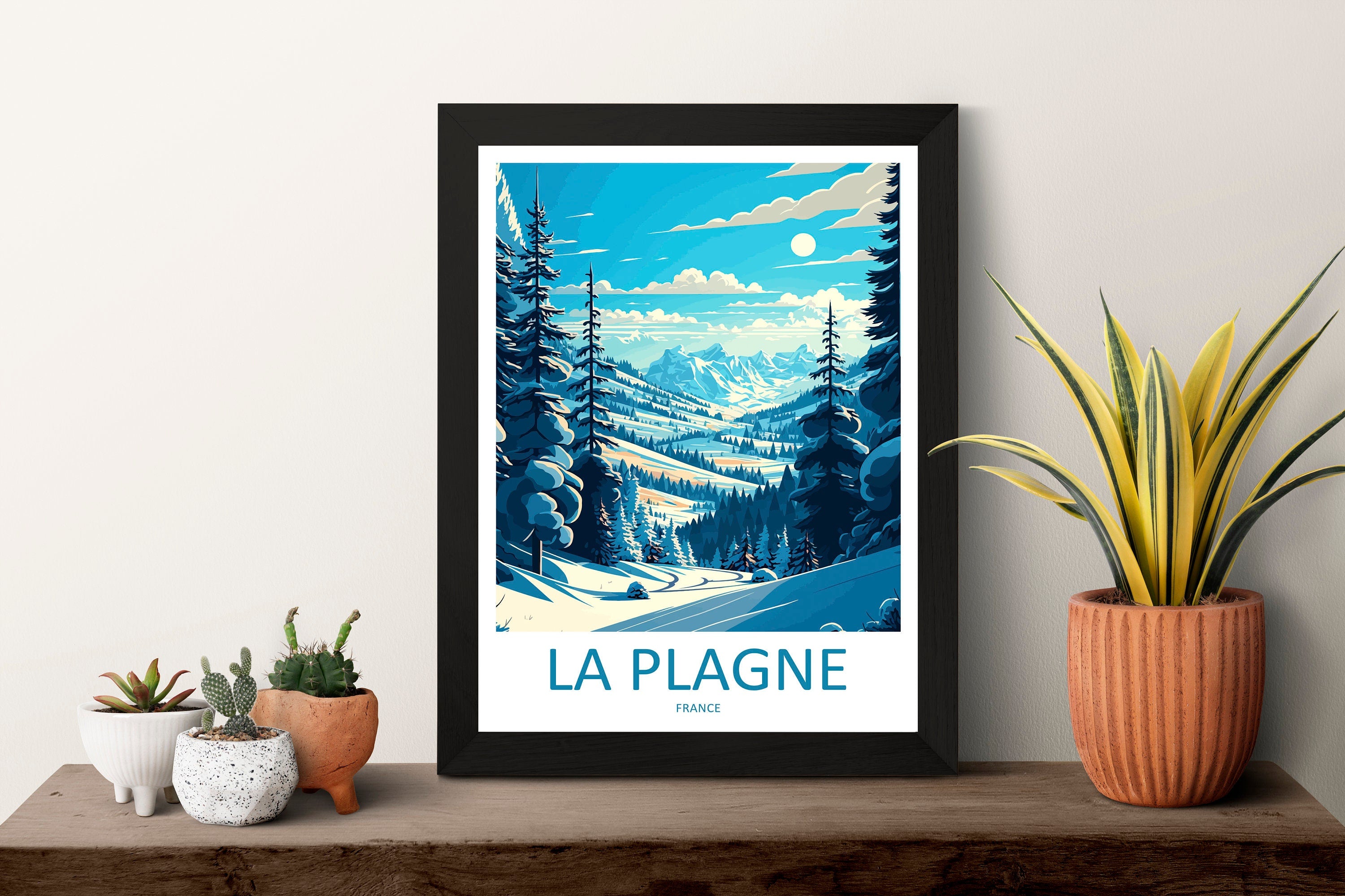 La Plagne Travel Print Wall Art La Plagne Wall Hanging Home Décor La Plagne Gift Art Lovers Ski Art Lover Gift La Plagne Print Skiing