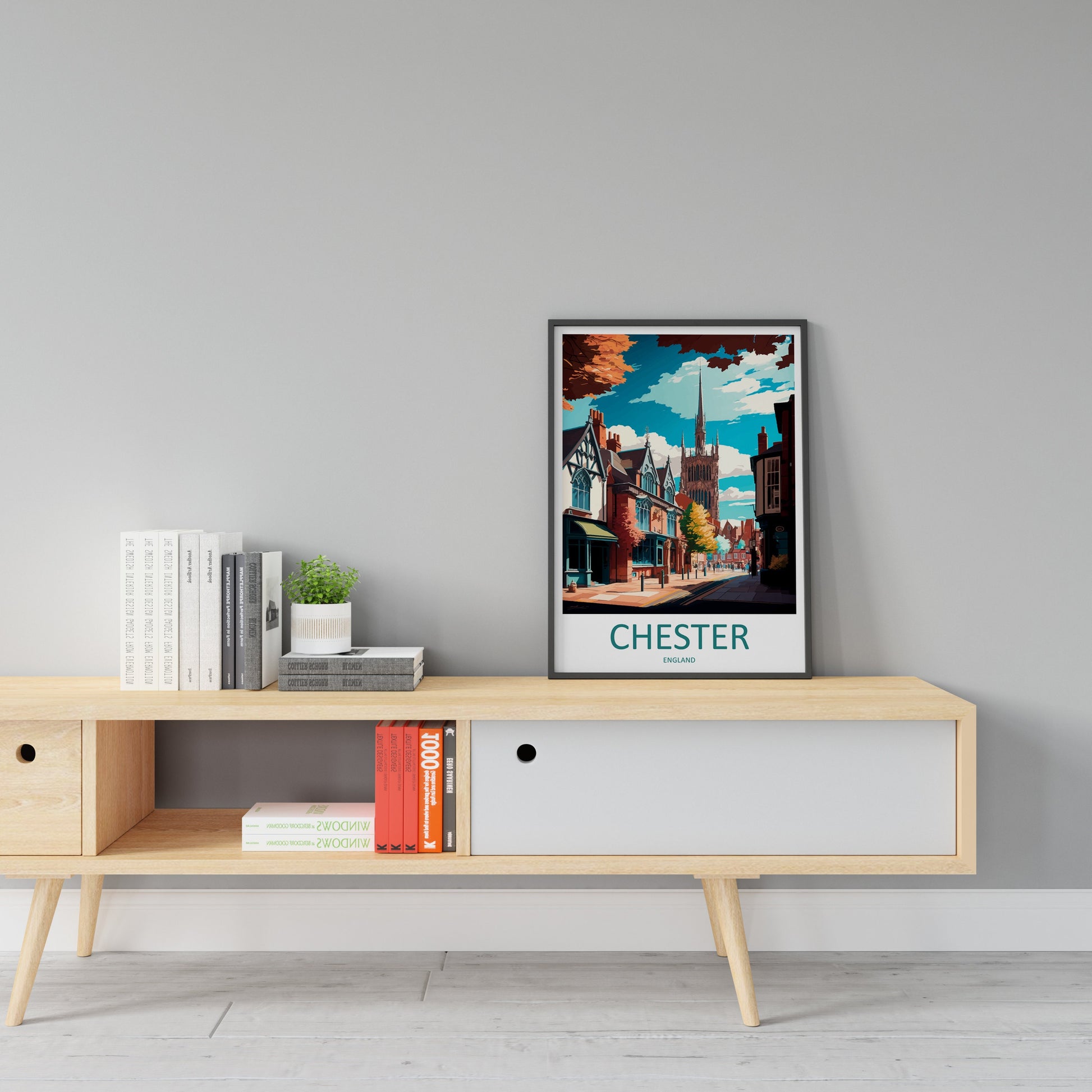 Chester Travel Print Wall Art Chester Wall Hanging Home Décor Chester Gift Art Lovers England Art Lover Gift Chester Art Wall Hanging