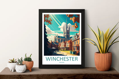 Winchester Travel Print Wall Art Winchester Wall Hanging Home Décor Winchester Gift Art Lovers England Art Lover Gift Winchester Travel