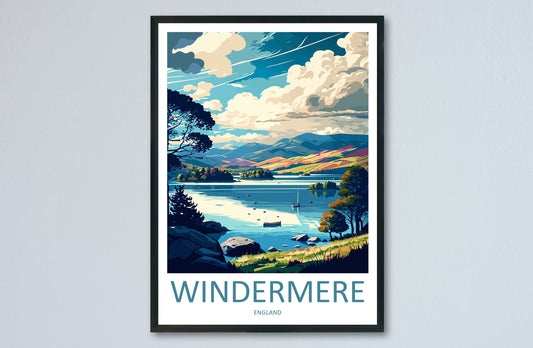 Windermere Travel Print Wall Art Windermere Wall Hanging Home Décor Windermere Gift Art Lovers England Art Lover Gift Windermere Souvenir