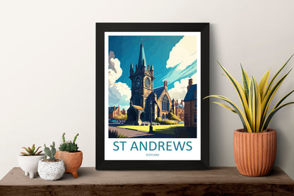 St Andrews Travel Print Wall Art St Andrews Wall Hanging Home Décor St Andrews Gift Art Lovers Scotland Art Lover Gift St Andrews Artwork