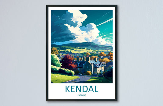 Kendal Travel Print Wall Art Kendal Wall Hanging Home Décor Kendal Gift Art Lovers England Art Lover Gift Kendal Town Travel Souvenir