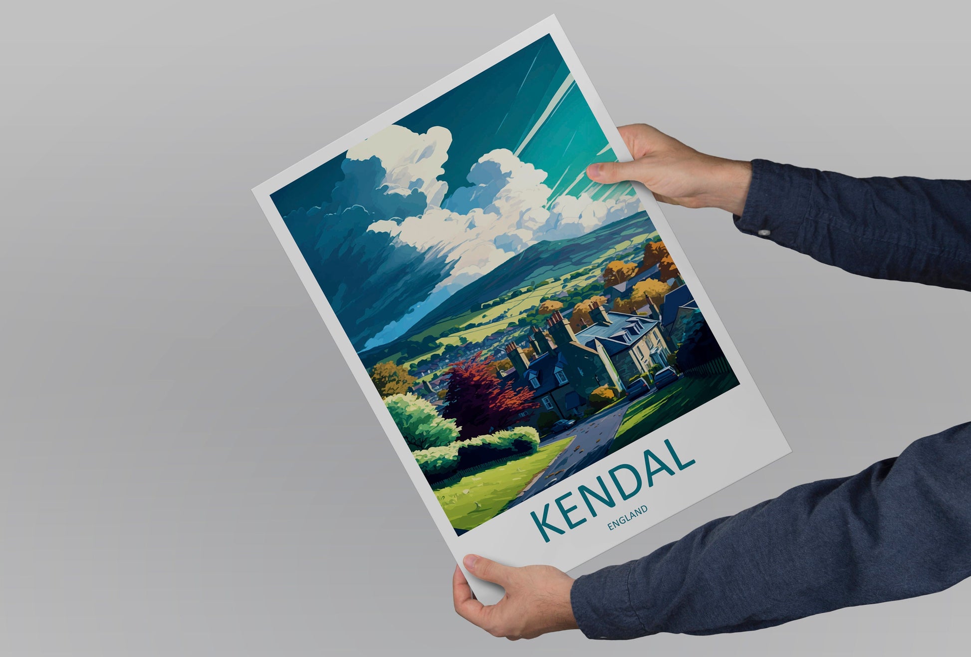 Kendal Travel Print Wall Art Kendal Wall Hanging Home Décor Kendal Gift Art Lovers England Art Lover Gift Kendal Town Travel Souvenir