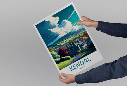 Kendal Travel Print Wall Art Kendal Wall Hanging Home Décor Kendal Gift Art Lovers England Art Lover Gift Kendal Town Travel Souvenir