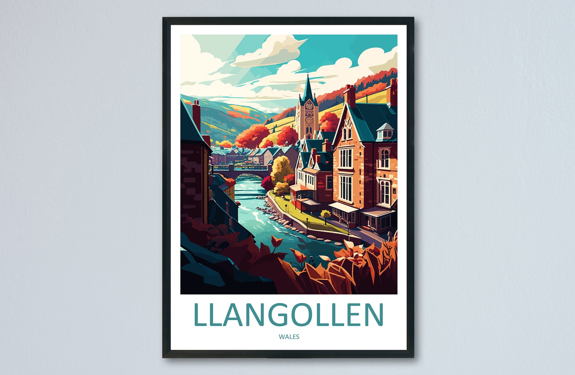 Llangollen Travel Print Wall Art Llangollen Wall Hanging Home Décor Llangollen Gift Art Lovers Welsh Art Lover Gift Wales Wall Art