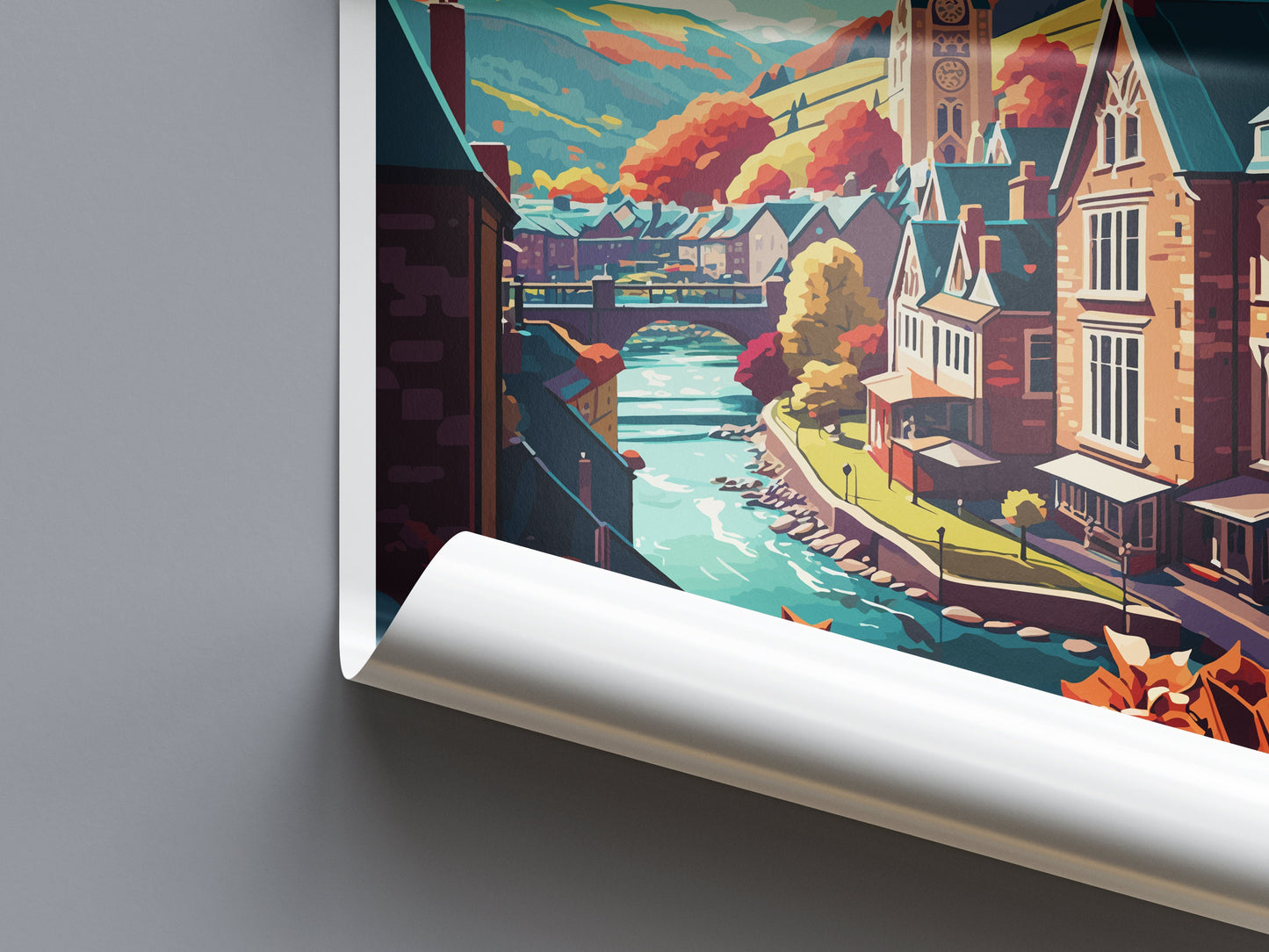 Llangollen Travel Print Wall Art Llangollen Wall Hanging Home Décor Llangollen Gift Art Lovers Welsh Art Lover Gift Wales Wall Art