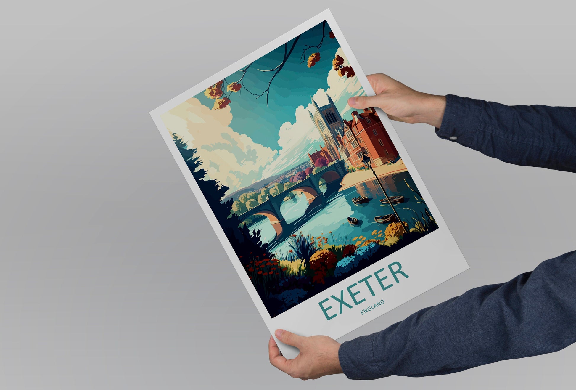 Exeter Travel Print Wall Art Exeter Wall Hanging Home Décor Exeter Gift Art Lovers England Art Lover Gift Exeter Travel Décor Exeter Poster