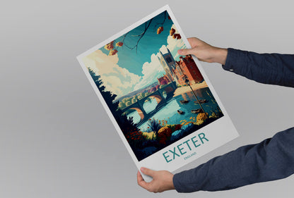 Exeter Travel Print Wall Art Exeter Wall Hanging Home Décor Exeter Gift Art Lovers England Art Lover Gift Exeter Travel Décor Exeter Poster