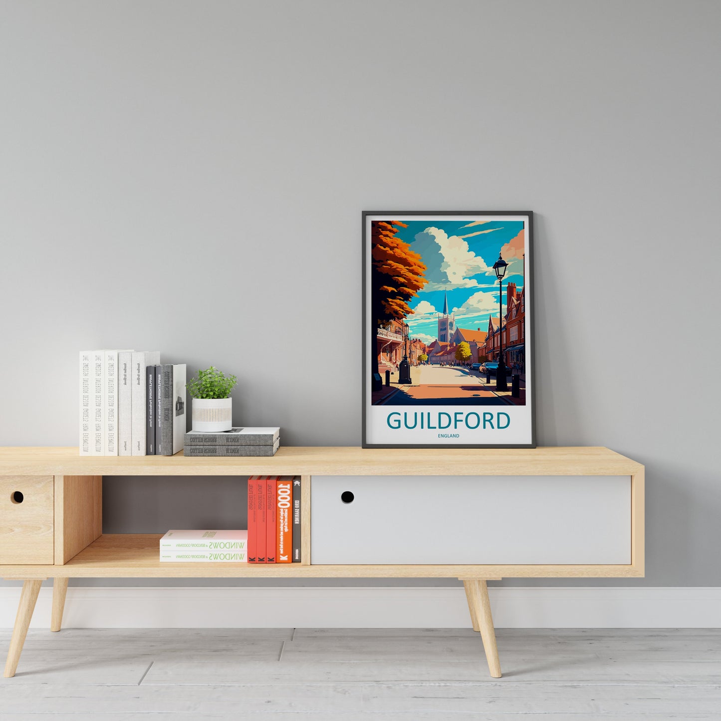 Guildford Travel Print Wall Art Guildford Wall Hanging Home Décor Guildford Gift Art Lovers England Art Lover Gift Guildford Travel Décor