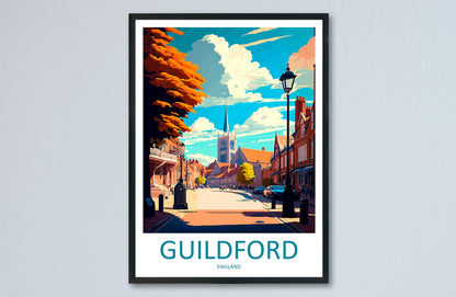 Guildford Travel Print Wall Art Guildford Wall Hanging Home Décor Guildford Gift Art Lovers England Art Lover Gift Guildford Travel Décor