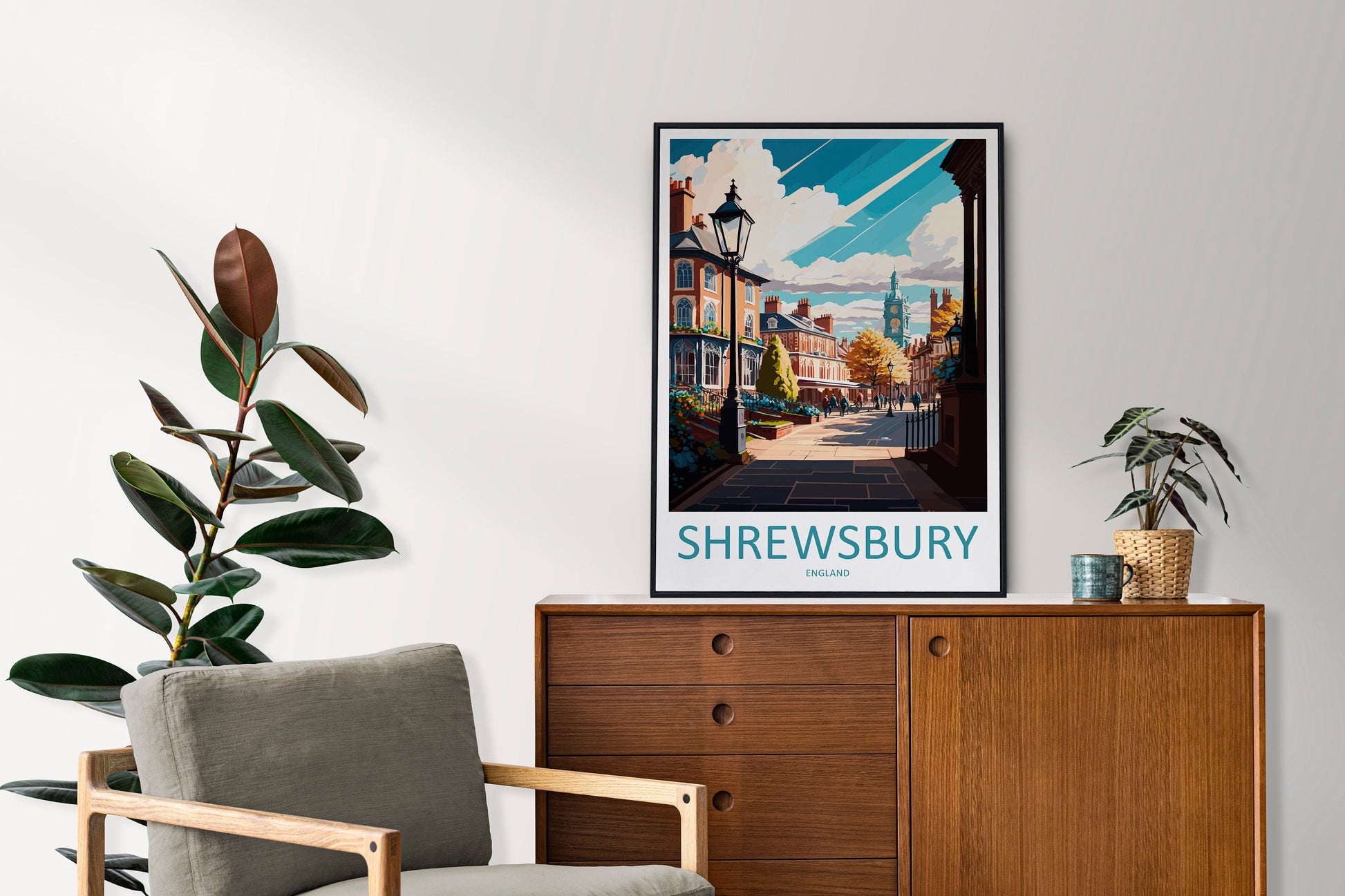 Shrewsbury Travel Print Wall Art Shrewsbury Wall Hanging Home Décor Shrewsbury Gift Art Lovers England Art Lover Gift Shrewsbury Travel Déco