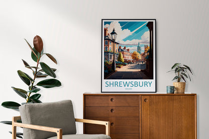 Shrewsbury Travel Print Wall Art Shrewsbury Wall Hanging Home Décor Shrewsbury Gift Art Lovers England Art Lover Gift Shrewsbury Travel Déco