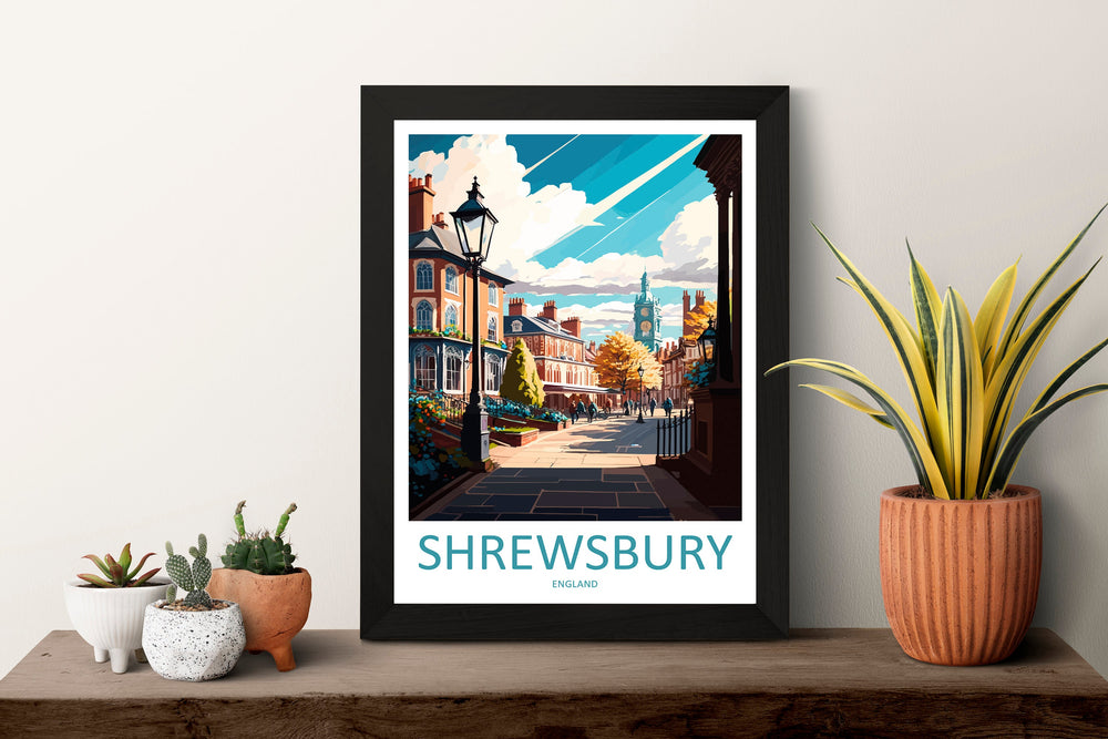 Shrewsbury Travel Print Wall Art Shrewsbury Wall Hanging Home Décor Shrewsbury Gift Art Lovers England Art Lover Gift Shrewsbury Travel Déco