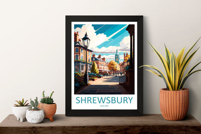 Shrewsbury Travel Print Wall Art Shrewsbury Wall Hanging Home Décor Shrewsbury Gift Art Lovers England Art Lover Gift Shrewsbury Travel Déco