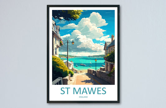 St Mawes Travel Print Wall Art St Mawes Wall Hanging Home Décor St Mawes Gift Art Lovers England Art Lover Gift St Mawes Travel Décor