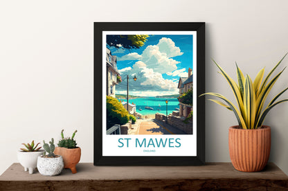 St Mawes Travel Print Wall Art St Mawes Wall Hanging Home Décor St Mawes Gift Art Lovers England Art Lover Gift St Mawes Travel Décor