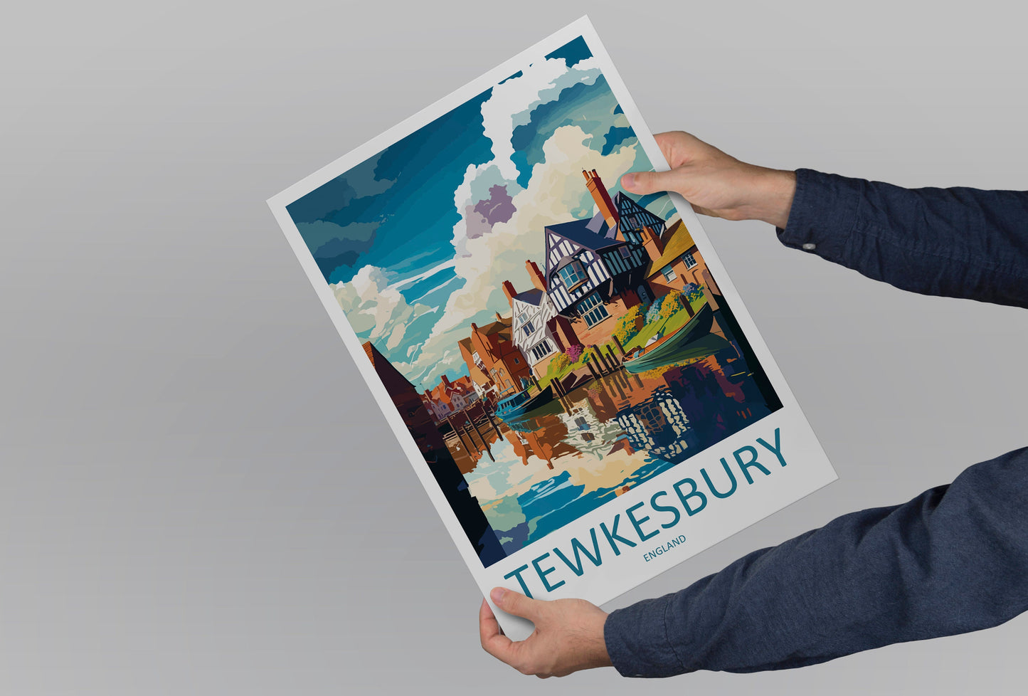 Tewkesbury Travel Print Wall Art Tewkesbury Wall Hanging Home Décor Tewkesbury Gift Art Lovers England Art Lover Gift Tewkesbury Travel Déco