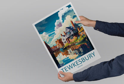 Tewkesbury Travel Print Wall Art Tewkesbury Wall Hanging Home Décor Tewkesbury Gift Art Lovers England Art Lover Gift Tewkesbury Travel Déco