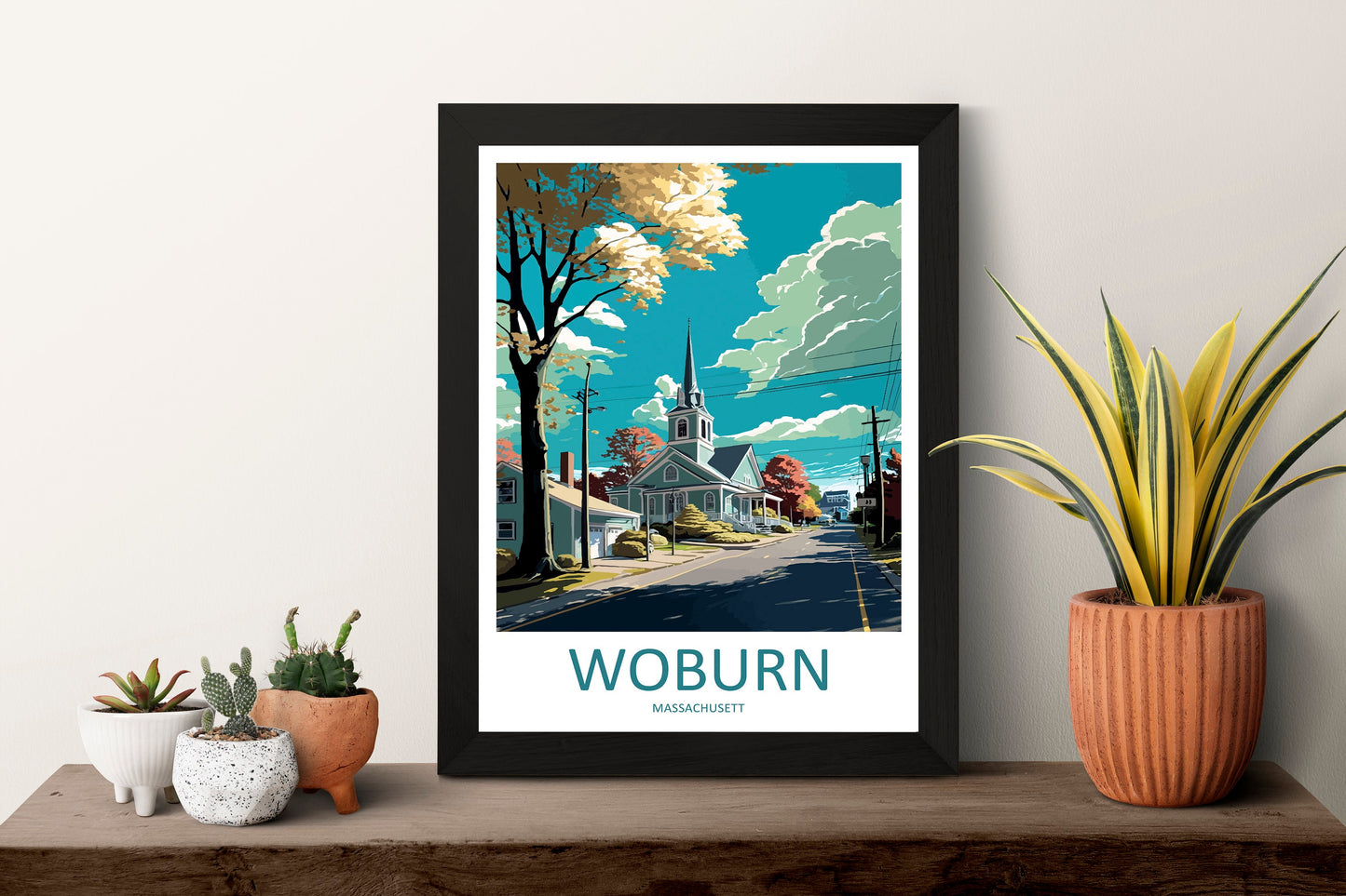 Woburn Travel Print Wall Art Woburn Wall Hanging Home Décor Woburn Gift Art Lovers Massachusetts Art Lover Gift Woburn Wall Art