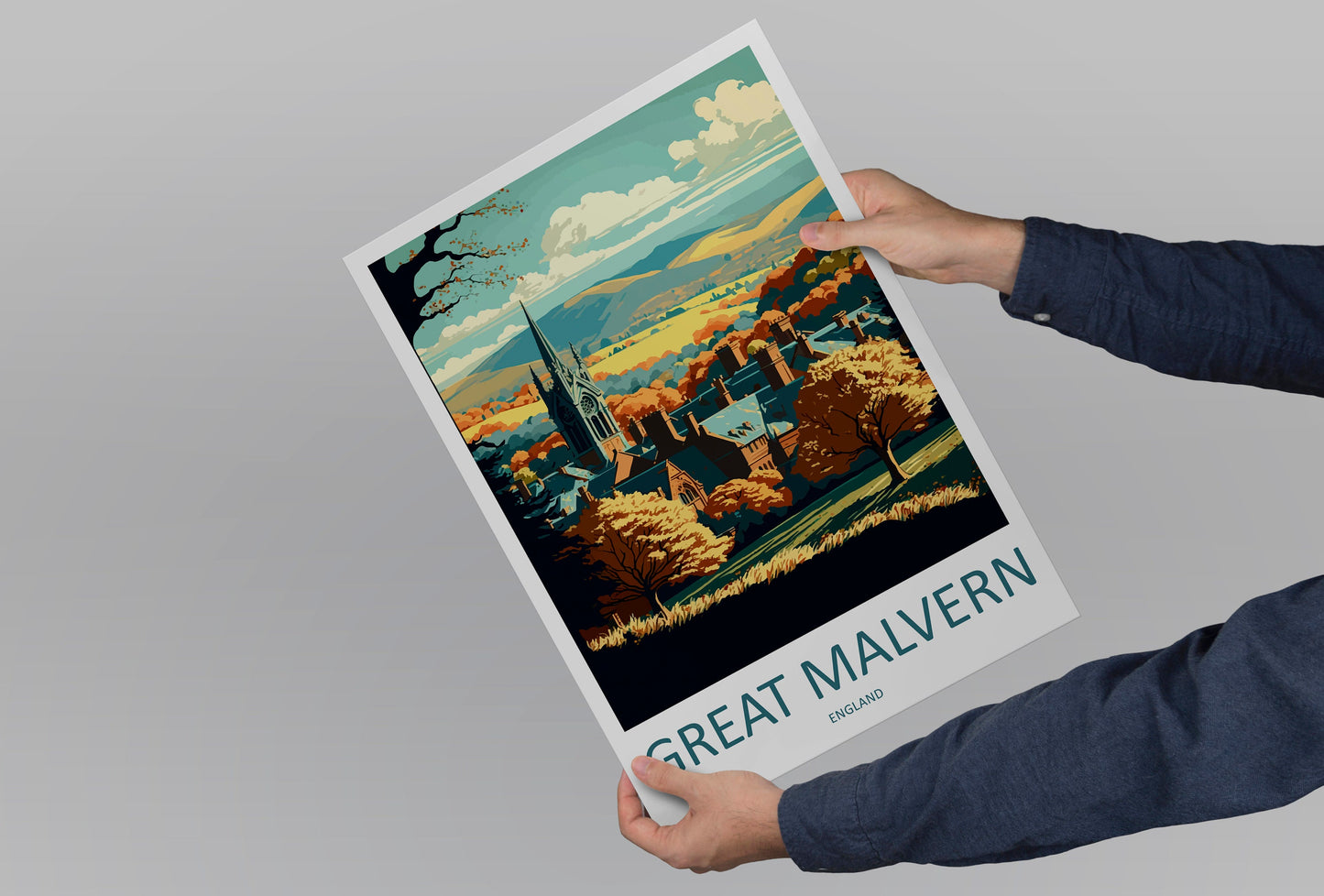 Great Malvern Travel Print Wall Art Great Malvern Wall Hanging Home Décor Great Malvern Gift Art Lovers England Art Lover Gift Great Malvern