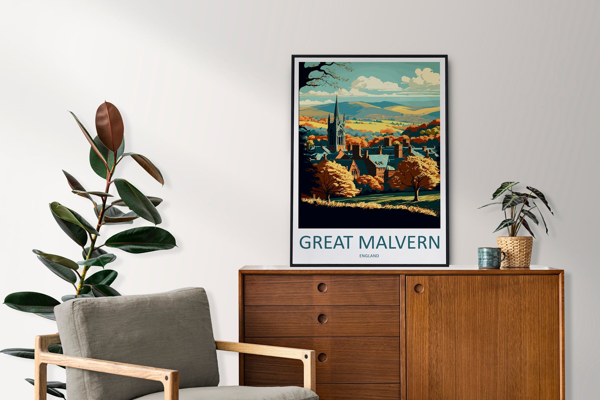 Great Malvern Travel Print Wall Art Great Malvern Wall Hanging Home Décor Great Malvern Gift Art Lovers England Art Lover Gift Great Malvern