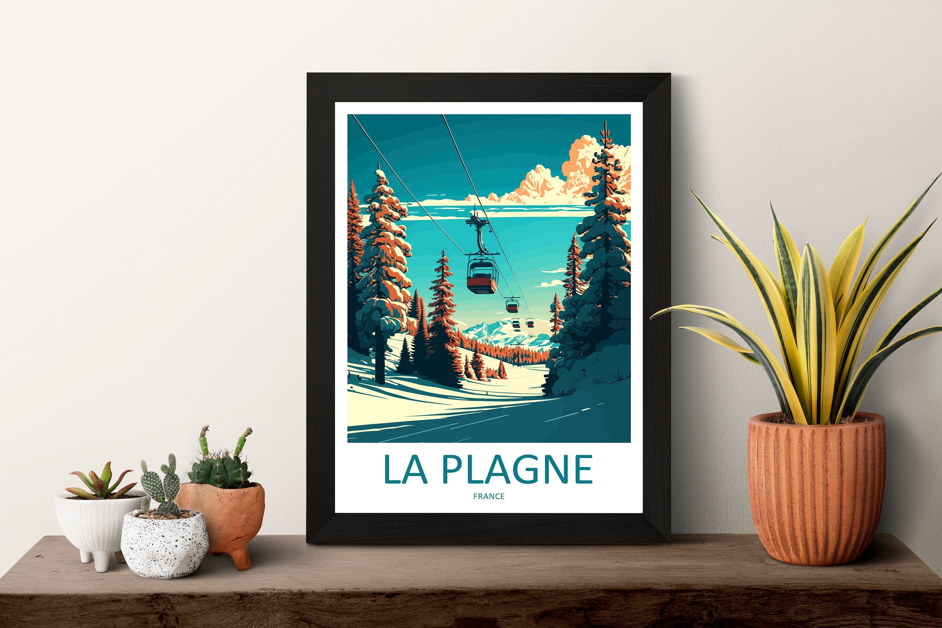 La Plagne Travel Print Wall Art La Plagne Wall Hanging Home Décor La Plagne Gift Art Lovers Ski Art Lover Gift La Plagne Print Skiing