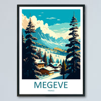 Megeve Travel Print Wall Art Megeve Wall Hanging Home Décor Megeve Gift Art Lovers Ski Art Lover Gift Les Arcs Print Skiing Megeve Ski Art