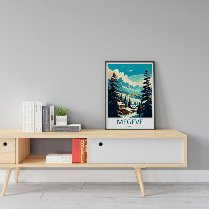 Megeve Travel Print Wall Art Megeve Wall Hanging Home Décor Megeve Gift Art Lovers Ski Art Lover Gift Les Arcs Print Skiing Megeve Ski Art