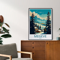Megeve Travel Print Wall Art Megeve Wall Hanging Home Décor Megeve Gift Art Lovers Ski Art Lover Gift Les Arcs Print Skiing Megeve Ski Art