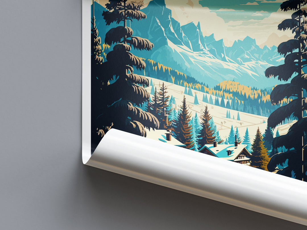 Megeve Travel Print Wall Art Megeve Wall Hanging Home Décor Megeve Gift Art Lovers Ski Art Lover Gift Les Arcs Print Skiing Megeve Ski Art