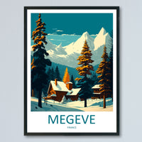Megeve Travel Print Wall Art Megeve Wall Hanging Home Décor Megeve Gift Art Lovers Ski Art Lover Gift Les Arcs Print Skiing Megeve Ski Art