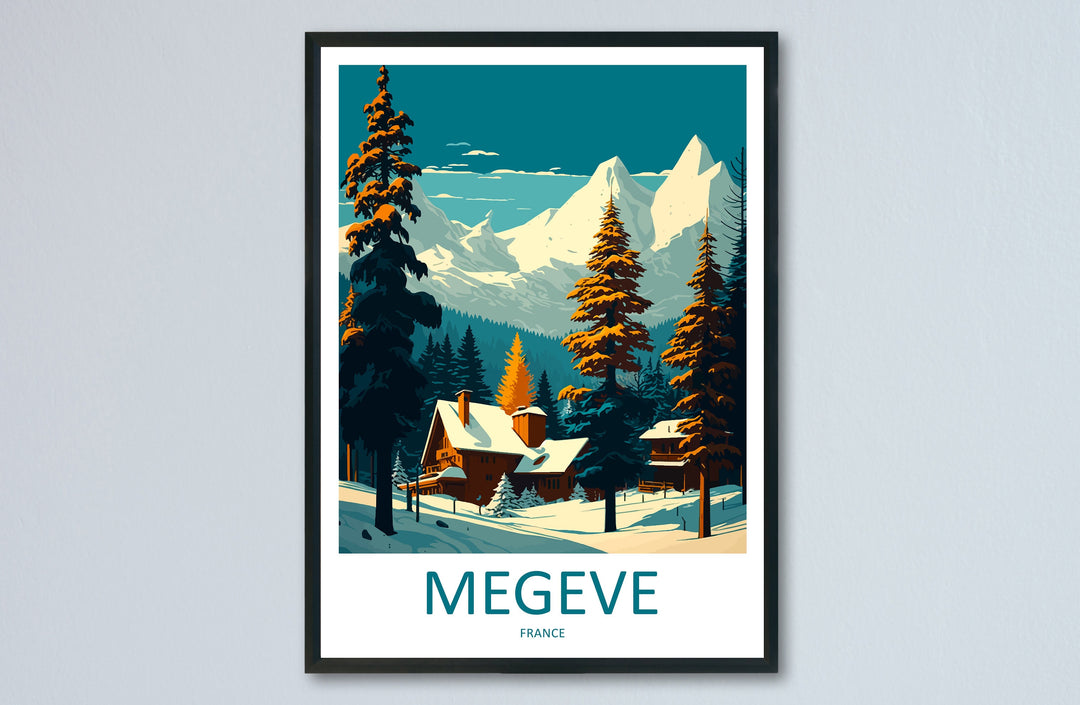 Megeve Travel Print Wall Art Megeve Wall Hanging Home Décor Megeve Gift Art Lovers Ski Art Lover Gift Les Arcs Print Skiing Megeve Ski Art