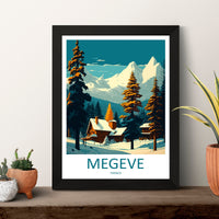 Megeve Travel Print Wall Art Megeve Wall Hanging Home Décor Megeve Gift Art Lovers Ski Art Lover Gift Les Arcs Print Skiing Megeve Ski Art