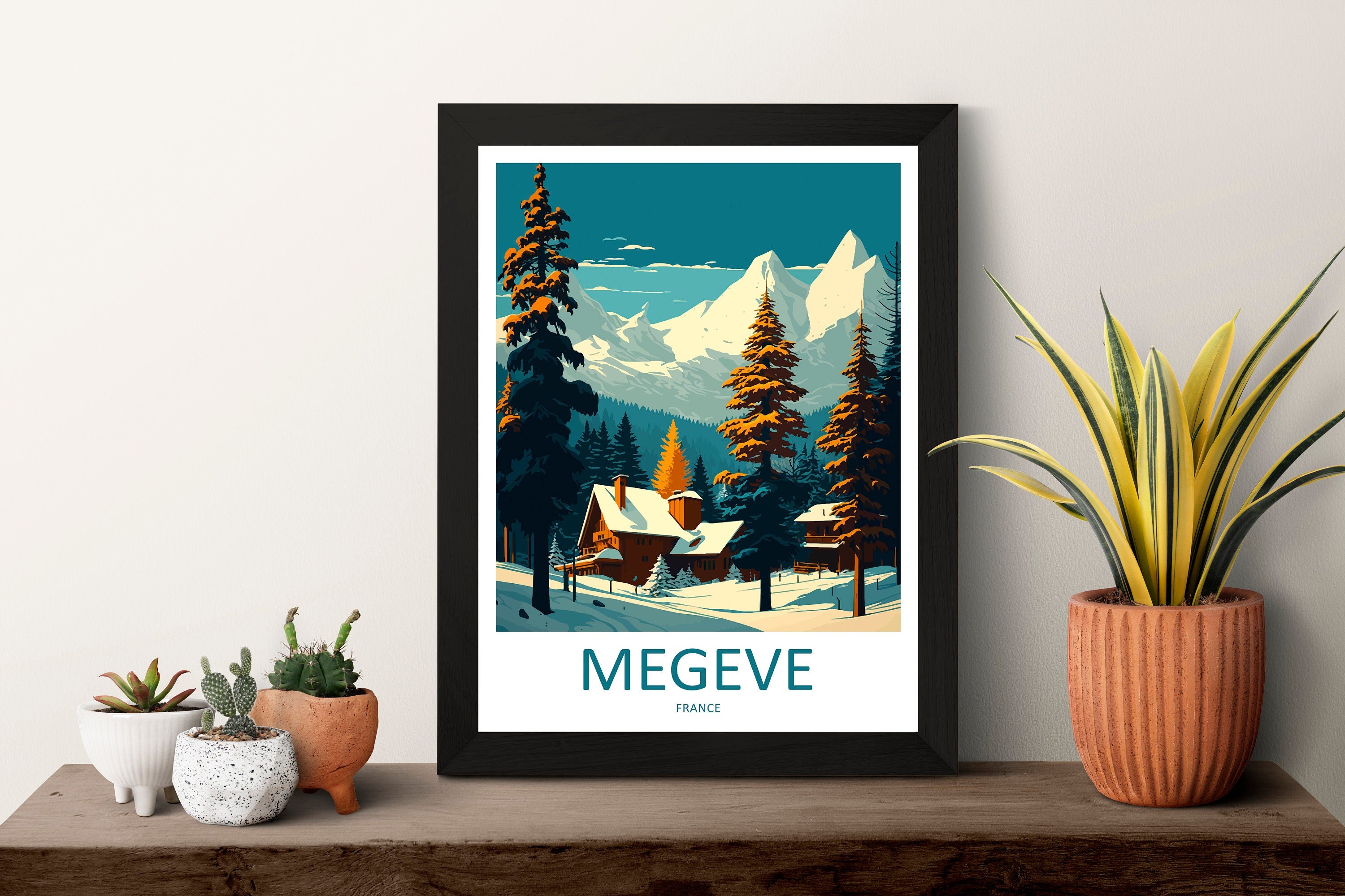 Megeve Travel Print Wall Art Megeve Wall Hanging Home Décor Megeve Gift Art Lovers Ski Art Lover Gift Les Arcs Print Skiing Megeve Ski Art