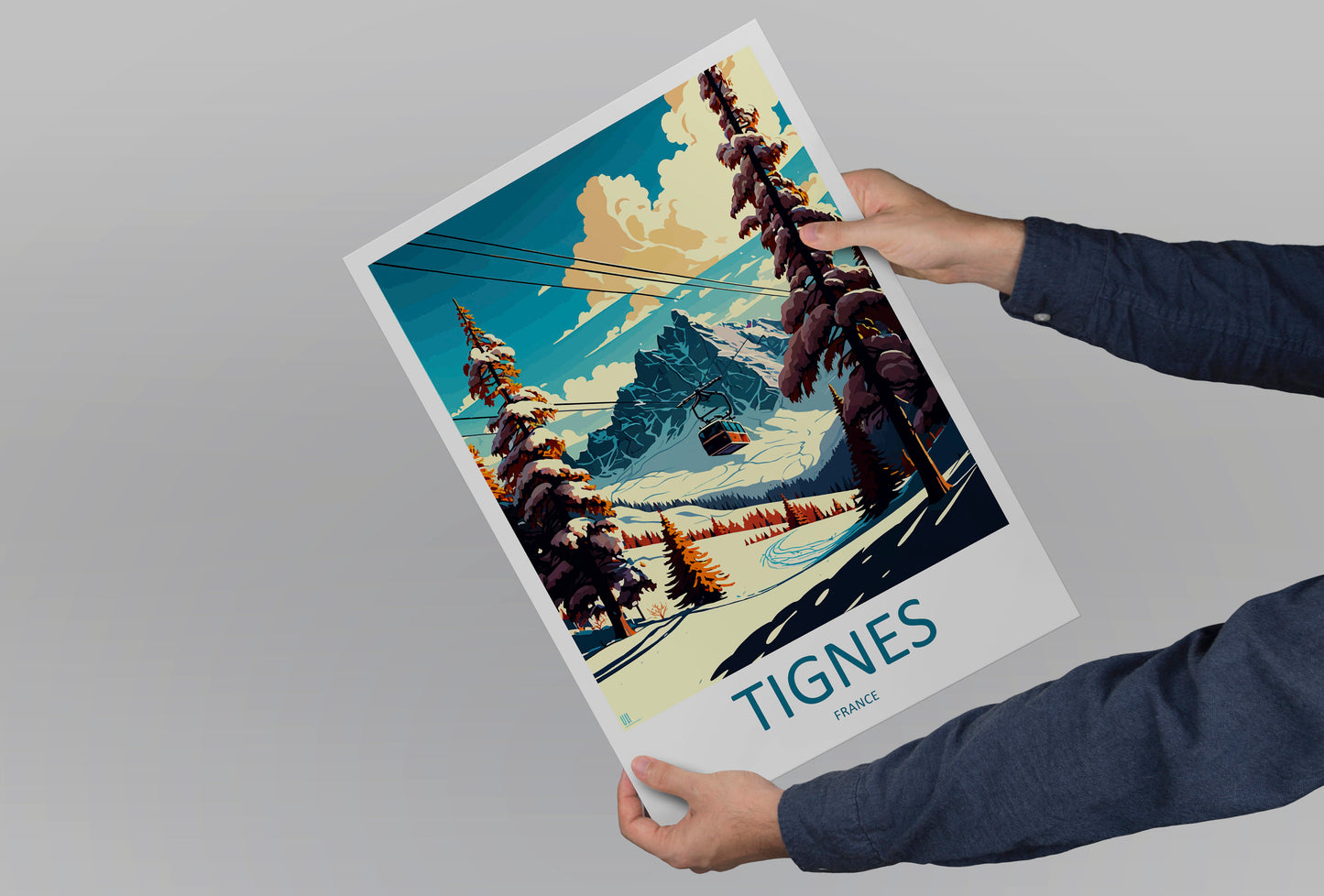 Tignes Travel Print Wall Art Tignes Wall Hanging Home Décor Tignes Gift Art Lovers Ski Art Lover Gift Tignes Print Skiing Tignes Ski Art