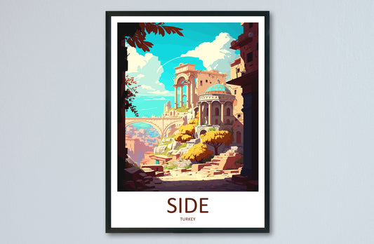 Side City Travel Print Wall Art Side City Wall Hanging Home Décor Side City Gift Art Lovers Turkey Art Lover Gift Side City Turkey Travel