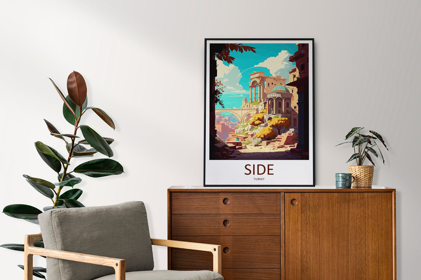 Side City Travel Print Wall Art Side City Wall Hanging Home Décor Side City Gift Art Lovers Turkey Art Lover Gift Side City Turkey Travel