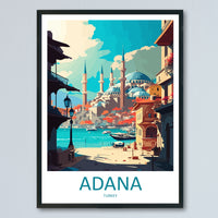 Adana Travel Print Wall Art Adana Wall Hanging Home Décor Adana Gift Art Lovers Turkey Art Lover Gift Adana City Turkey Travel Art Gift