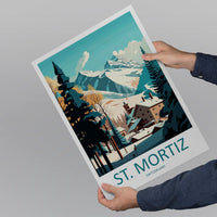 St. Mortiz Travel Print Wall Art St. Mortiz Wall Hanging Home Décor St. Mortiz Gift Art Lovers Ski Art Lover Gift St. Mortiz Print Skiing
