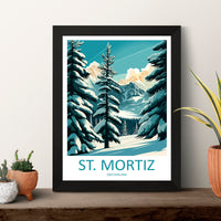 St. Mortiz Travel Print Wall Art St. Mortiz Wall Hanging Home Décor St. Mortiz Gift Art Lovers Ski Art Lover Gift St. Mortiz Print Skiing