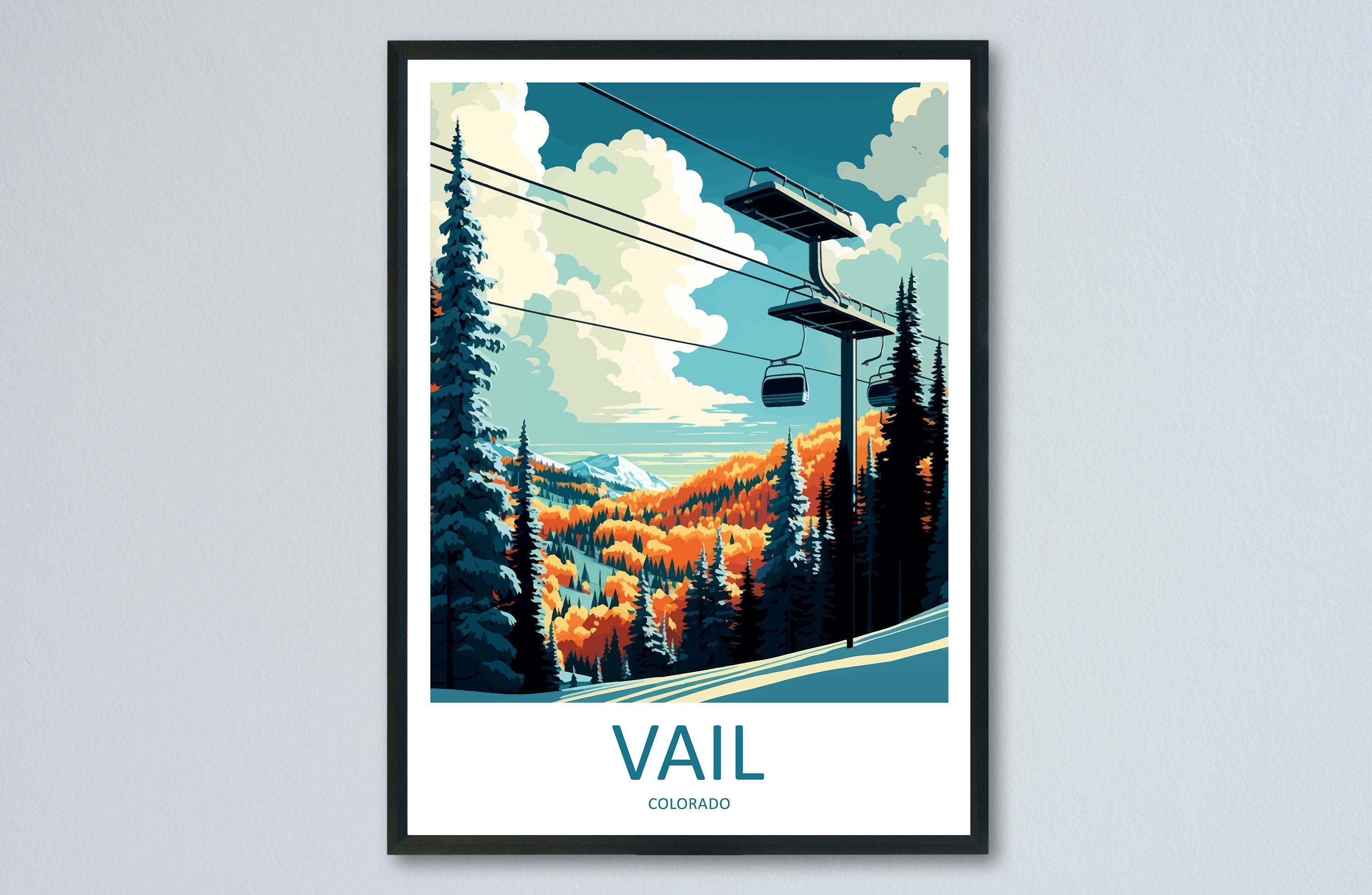 Vail Ski Resort Travel Print Wall Art Vail Ski Resort Wall Hanging Home Décor Vail Gift Art Lovers Ski Art Lover Gift Vail Print Skiing