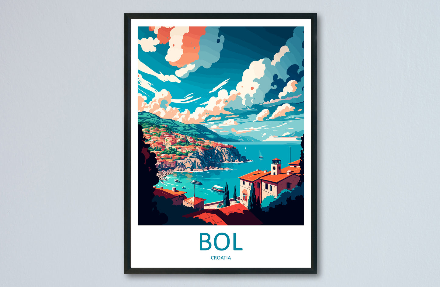Bol Travel Print Wall Art Bol Wall Hanging Home Décor Bol Gift Art Lovers Croatia Art Lover Gift Bol City Croatia Travel Poster