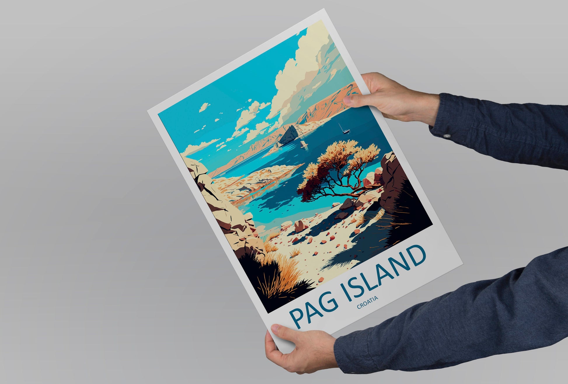 Pag Island Travel Print Wall Art Pag Island Wall Hanging Home Décor Pag Island Gift Art Lovers Croatia Art Lover Gift Pag Island