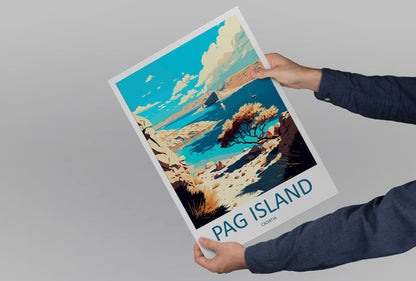 Pag Island Travel Print Wall Art Pag Island Wall Hanging Home Décor Pag Island Gift Art Lovers Croatia Art Lover Gift Pag Island