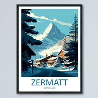 Zermatt Travel Print Wall Art Zermatt Wall Hanging Home Décor Zermatt Gift Art Lovers Ski Art Lover Gift Zermatt Print Skiing Zermatt Art